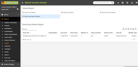 How to check Book Issue Return Report? - Smart School : School ...