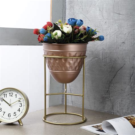 Metal Gold Planter With Stand – The Decor Mart