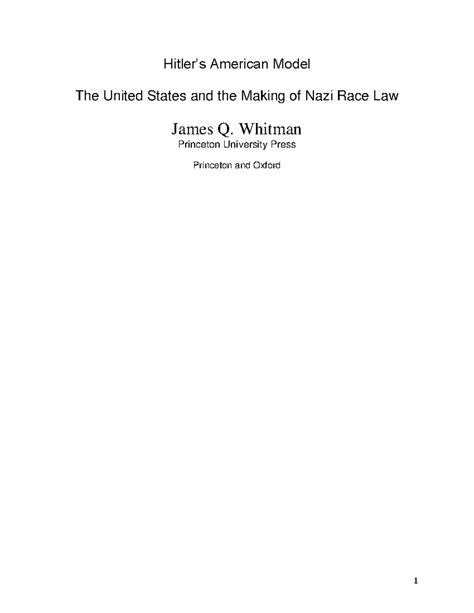 Hitler's American Model: The Influence of U.S. Race Law on Nazi Germany ...