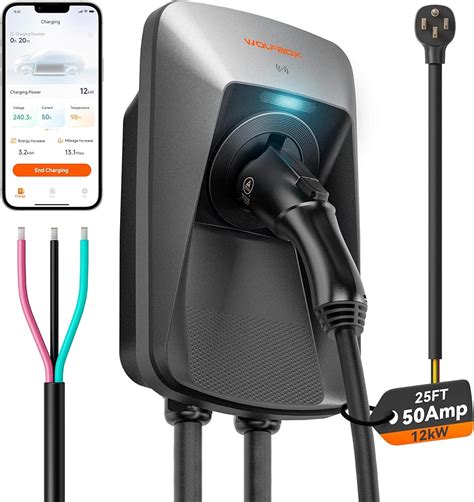 WOLFBOX Level 2 EV Charger 50 Amp J1772,Hardwired EV India | Ubuy