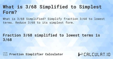 What is 3/68 Simplified to Simplest Form? - Calculatio