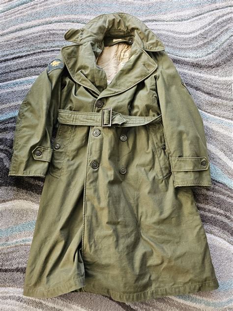 Vintage Army Military Trench Coat Mens Small Short Ko… - Gem