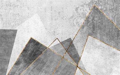 Grey and Gold Pattern Wallpaper, Living Room with gold lines - Magicdecor®