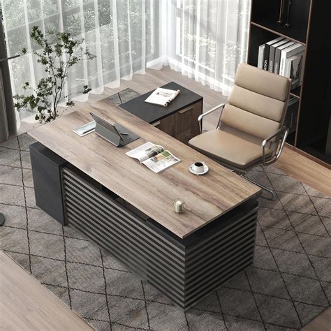 Wesome 78.74" Adjustable Height Executive Desk with 3 Drawers 2 ...