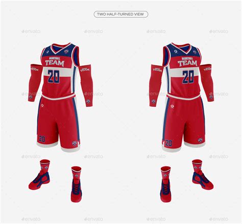 Men’s Full Basketball Kit V-Neck Jersey Mock-up, Graphics | GraphicRiver