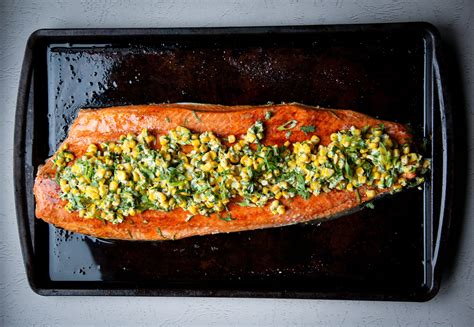 Slow Roasted Alaska King Salmon with Mexican Street Corn Salad - Alaska ...