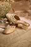 Buy Cream Pearls, Mirrors, Beads Chandrika Embellished Mule Heels by ...