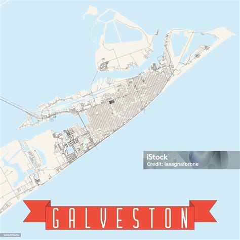 Galveston Texas Usa Vector Map Stock Illustration - Download Image Now - Abstract, Aerial View ...