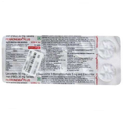 Ferronemia Plus Tablet 10's Price, Uses, Side Effects, Composition ...