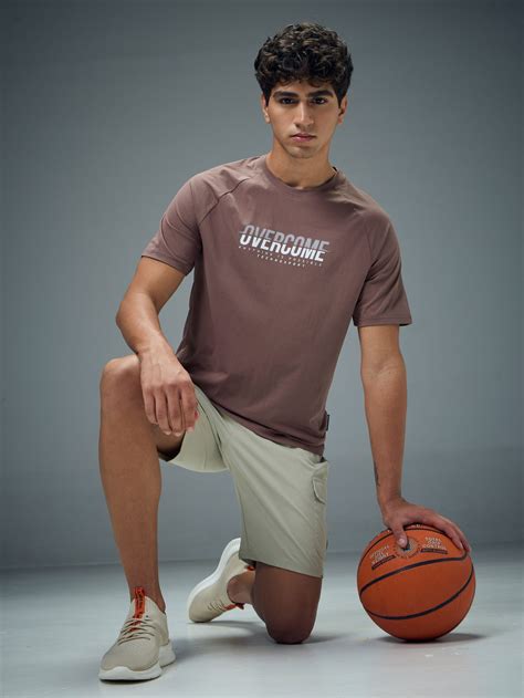 Men Typography Printed Slim Fit Round Neck Sports T-shirt with COTFLEX