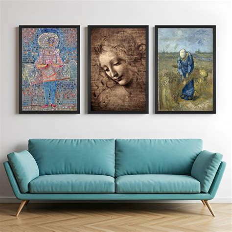 Set of 3 Vintage Wall Art – Klee, Da Vinci & Van Gogh – CIPHER SPACES