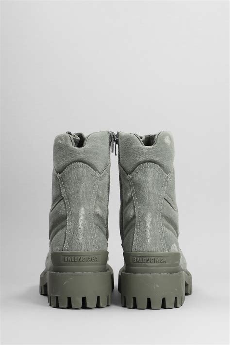 Balenciaga Strike Cotton Canvas Combat Boots In Khaki | ModeSens