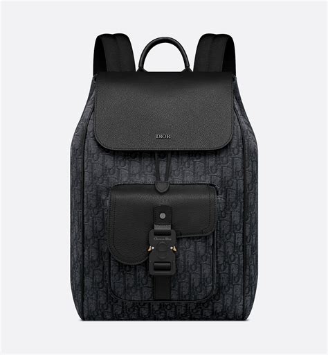 Saddle Backpack with Flap Navy Blue Dior Oblique Jacquard and Navy Blue ...