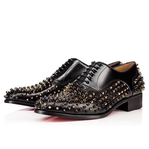 Christian Louboutin Bruno Spikes Cuir Glace, Black, Calfskin, Men Shoes ...
