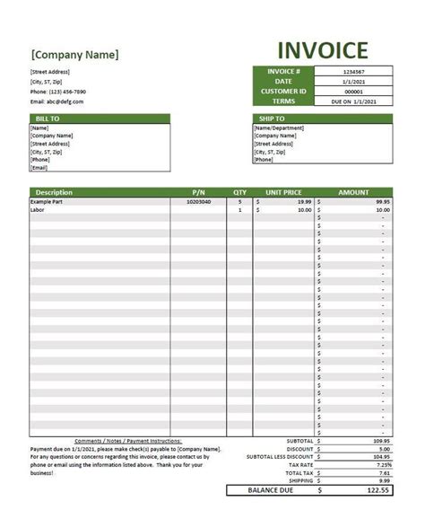 Buy Invoice Template excel, Editable, Printable Online in India - Etsy