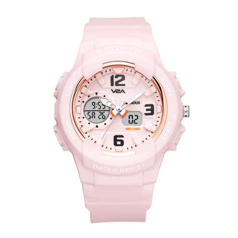 V2A Analog Digital 5ATM Waterproof Fashion Black Sports Watch for Wome ...