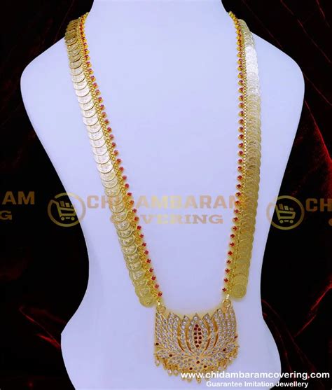 Buy Traditional Kasu Mala Designs with Lotus Dollar Impon Haram Online
