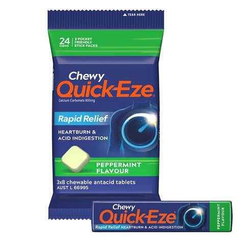 Quick-Eze Chewy Peppermint Antacid Tablets 8 Pack