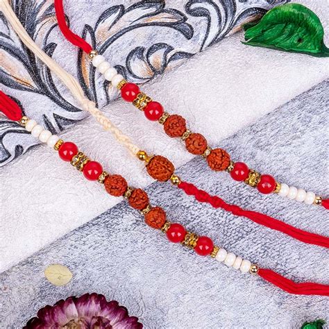 Send Set of 3 Rudraksha Rakhi Online | Rakhibazaar.com