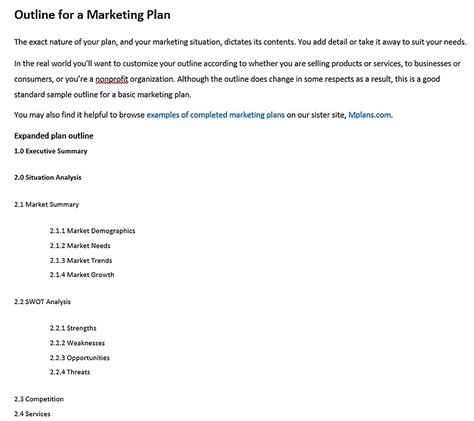Marketing Plan Outline Example 的图像结果