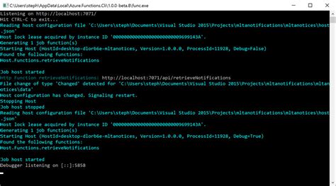 Debug Azure Functions Locally 的图像结果