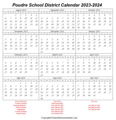 Poudre School District Calendar Holidays 2023-2024 School District ...