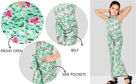 Buy Naughty Ninos Girls Green Floral Printed Shirt with Palazzos ...