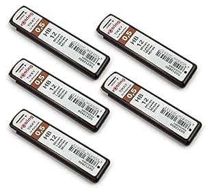 Rotring 0.5 HB HI-Polymer Leads Set of 5 Tubes - Each Tube Contains 12 ...