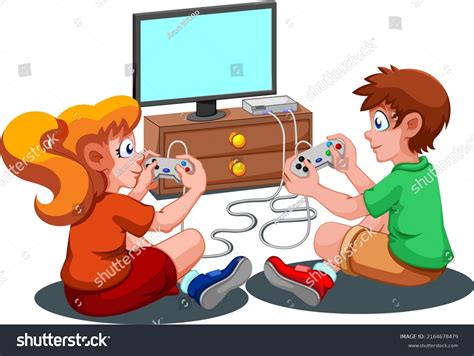 Kids Playing Video Games Clipart