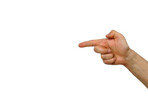 Les points des doigts de la main étirent un doigt sur un fond blanc ...