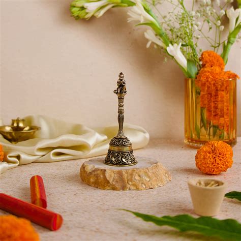 Brass Hanuman Bell – Sacred Pooja Ghanti for Home Temple – Veda Connection