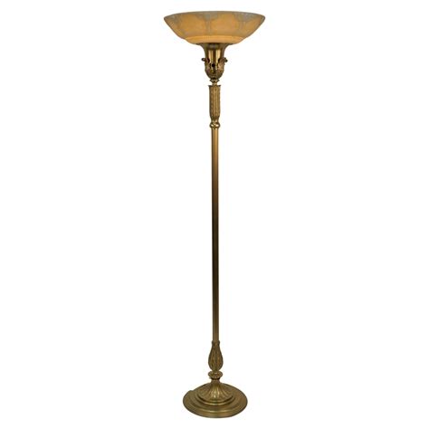 American Solid Brass Art Deco Torchiere Floor Lamp at 1stDibs