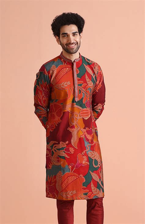 Men's Multi-Abstract Print Kurta – Kisah