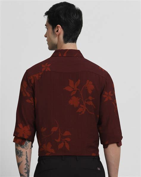 Buy Maroon Floral Print Slim Fit Casual Shirt Online at Muftijeans