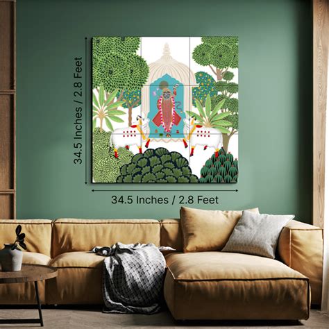 Shrinath Ji Green Pichwai Luxury Wall Tiles Set – Chalk My Theme