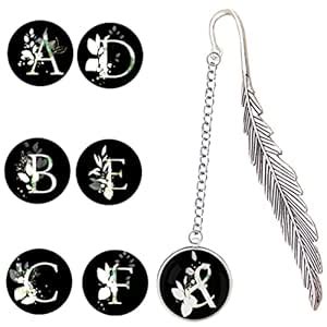 Generic Metal Bookmark Book Mark Majuscule Letters Pendant with Flower ...
