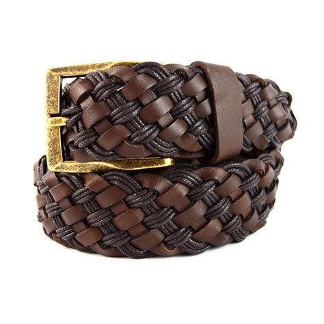 Buy Braided Mens Belt Without Holes - Brown Leather