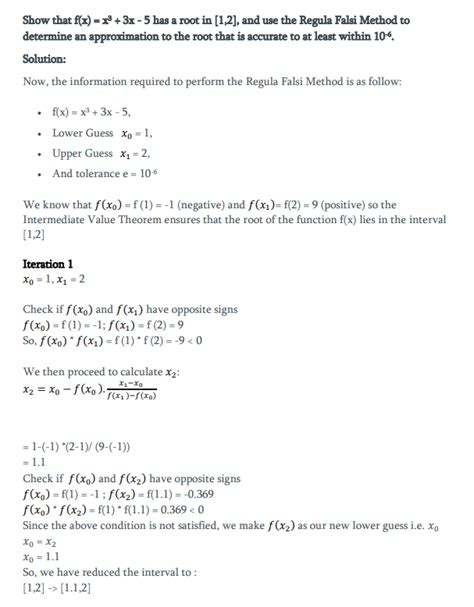 Regula Falsi Method Example Numerical Analysis 1 的图像结果