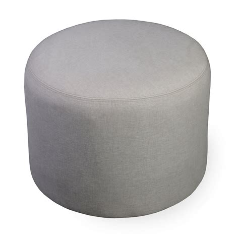 Pouffe - Round Ottoman with Grey Fabric | Alankaram