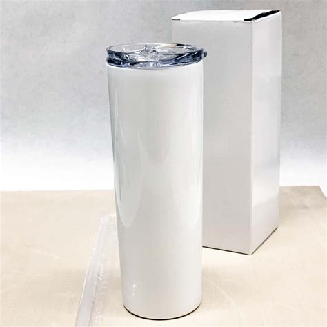 20 oz Straight Skinny Stainless Steel Insulated Blank Tumblers, White ...