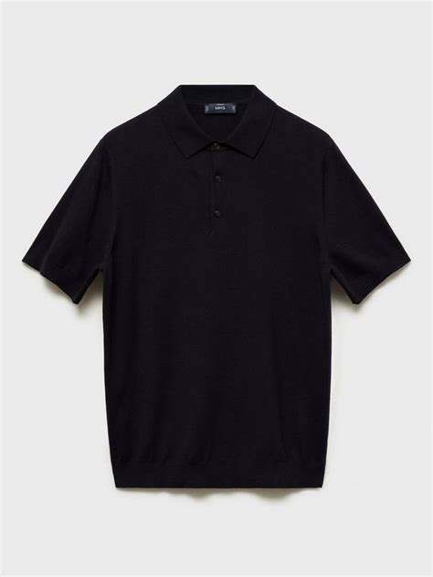 Mango Arraona Cotton Polo Shirt, Dark Blue