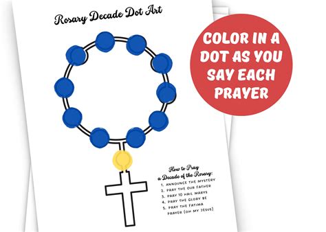 Kids Rosary Printable, Decade of the Rosary Dot Art, Catholic Religious ...