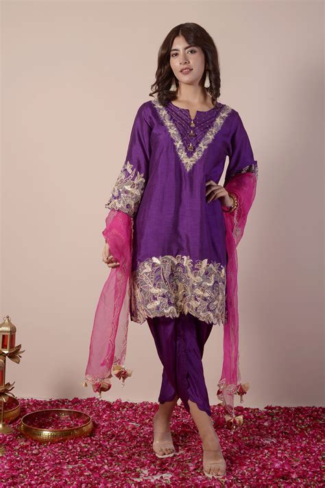 Royal Purple Embroidered Kurta Set – Surabhi Arya