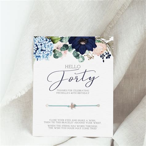 40th Birthday Favors, Make A Wish Bracelet, 40th Birthday Supplies ...