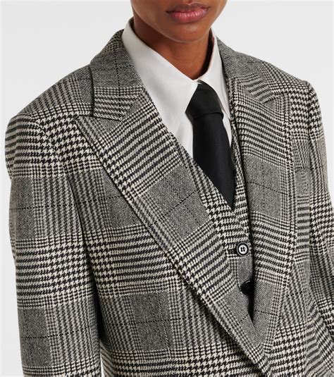 Prince of Wales check wool-blend blazer in grey - Dolce Gabbana | Mytheresa