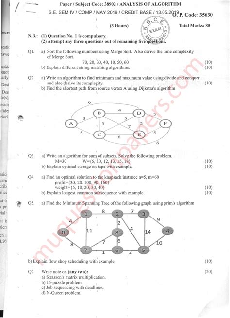 SE-Comps SEM4 AOA MAY19 - Paper Subject Code: 38902 ANALYSIS OF ...
