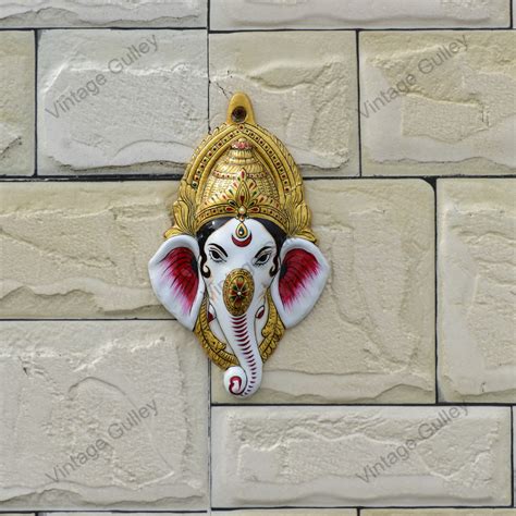 Metal Ganesha Face Wall Hanging - Red – Vintage Gulley