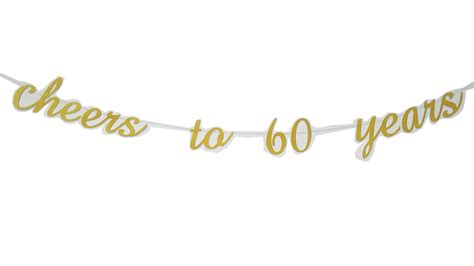 Buy Cheers to 60 Years Banner - Happy 60th Birthday Party Decorations ...
