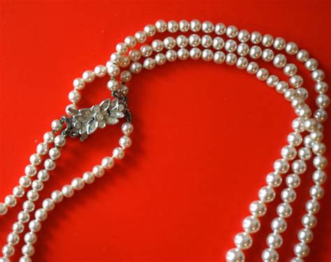 Vintage Rosita Triple Row Faux Pearl Necklace Boxed - FREE UK POSTAGE ...