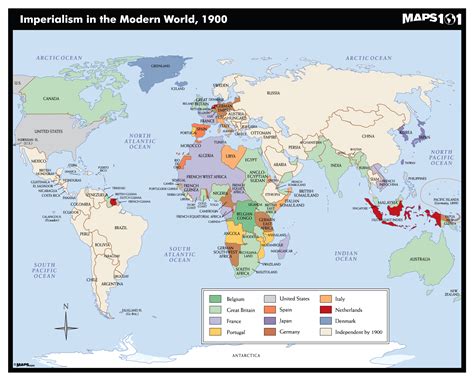 Imperialism in the Modern World, 1900 Map | Maps.com.com